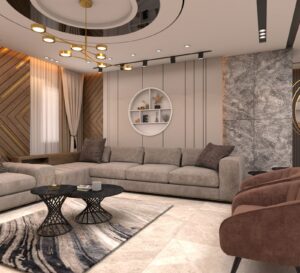 طاقم العمل أثناء تنفيذ التشطيبات